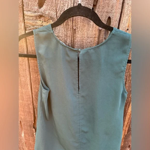 H&M Green/Teal Lace V-Neck Short Sleeve Casual Business Shirt Tank Top - Picture 7 of 14